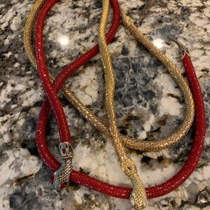 2 Fabulous Vintage Snake Metal Belts - Medium